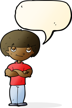 Bir insan tarafından çizilmiş konuşma balonu olan kendini beğenmiş bir adam.