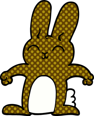 Bir insan tarafından çizilmiş mutlu karikatür tavşanı.