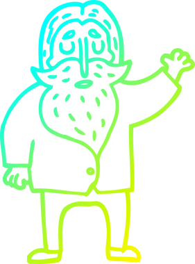 Bir insan tarafından çizilmiş sakallı bir karikatür çizimi.