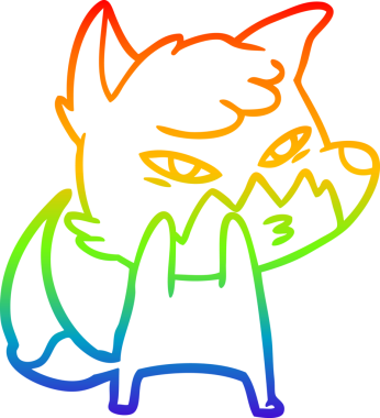 gökkuşağı gradyanı çizimi bir insan tarafından çizilmiş akıllı bir tilki çizgi filmi