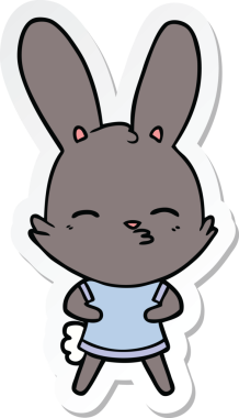 Bir insan tarafından çizilmiş meraklı bir tavşan karikatürü.