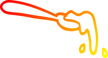 Bir insan tarafından çizilmiş bir yemek kepçesinin sıcak çizgi çizimi