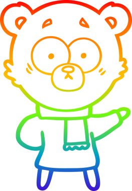 gökkuşağı gradyan çizimi şaşırmış bir ayı karikatürü bir insan tarafından çizildi