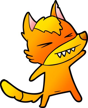 Bir insan tarafından çizilmiş tilki çizgi film karakteri