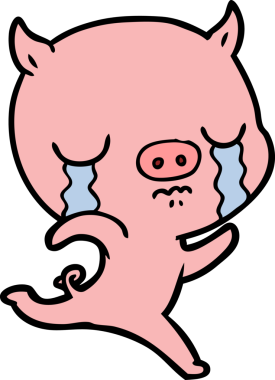 Çizgi film koşan domuz bir insan tarafından çizilmiş.