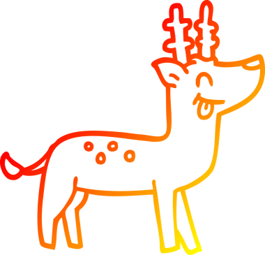 Bir insan tarafından çizilmiş mutlu ren geyiği çizgi çizimi.