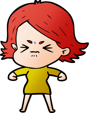 Bir insan tarafından çizilmiş kızgın bir kız.