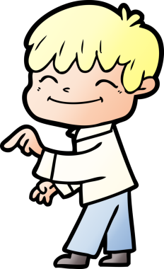 Bir insan tarafından çizilmiş mutlu çocuk çizgi filmi.