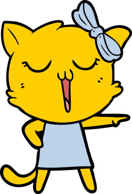 Bir insan tarafından çizilmiş çizgi film kedisi.