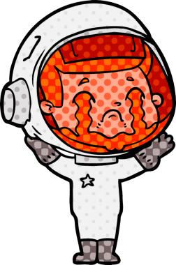 Bir insan tarafından çizilmiş ağlayan astronot çizgi filmi.