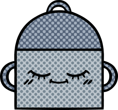 Bir insan tarafından çizilmiş yemek tenceresinin çizgi romanı.