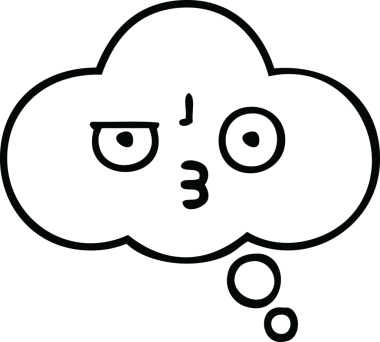 Bir insan tarafından çizilmiş bir düşünce baloncuğunun çizgi çizimi