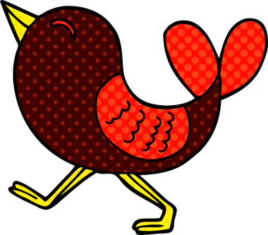 Bir insan tarafından çizilmiş kırmızı kuş.