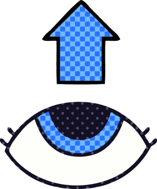 Bir insan tarafından çizilmiş çizgi roman tarzı bir göz.