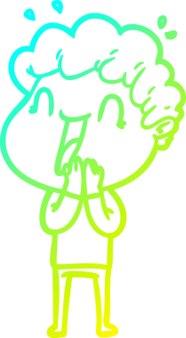 Bir insan tarafından çizilmiş mutlu bir adamın soğuk çizgi çizimi.