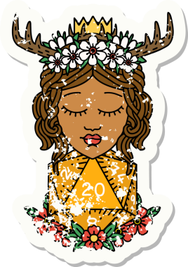 Retro Dövme Tarzı İnsan Druid Bir insan tarafından çizilmiş doğal yirmi zar ile