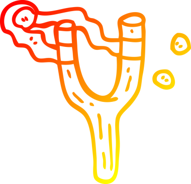 Bir insan tarafından çizilmiş çizgi film mancınığının sıcak çizgi çizimi