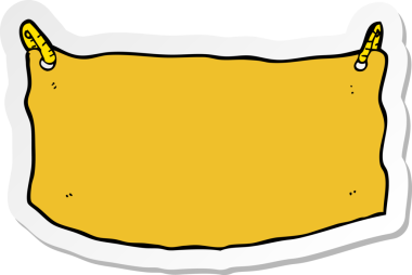 Bir insan tarafından çizilmiş bir karikatür kumaş afişi.