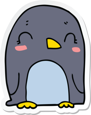 Bir insan tarafından çizilmiş karikatür pengueni çıkartması.