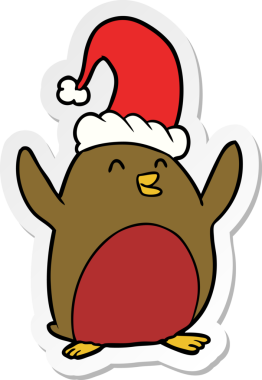 Robin 'in bir insan tarafından çizilmiş karikatür çıkartması.