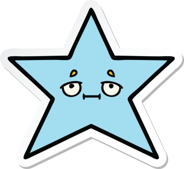 Bir insan tarafından çizilmiş şirin bir çizgi film yıldızının çıkartması.