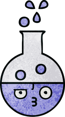 Bir insan tarafından çizilmiş bir test tüpünün retro grunge desen karikatürü