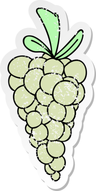 Bir insan tarafından çizilmiş bir demet üzümlü çizilmiş garip bir el çıkartması.