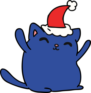 Bir insan tarafından çizilmiş kawaii kedisinin el çizimi karikatürü.