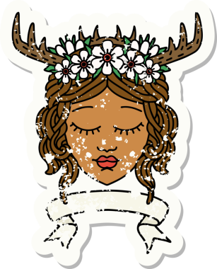 Retro Dövme Tarzı İnsan Druid karakteri Bir insan tarafından çizilmiş pankartıyla