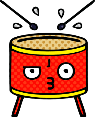 bir insan tarafından çizilmiş bir davul karikatürü.