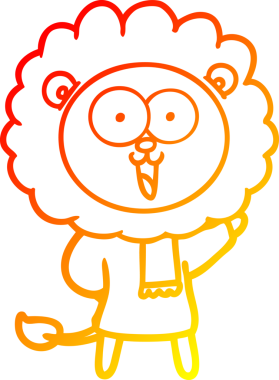 Bir insan tarafından çizilmiş mutlu çizgi film aslanının sıcak çizgi çizimi