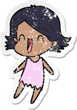 Bir insan tarafından çizilmiş mutlu bir karikatür çıkartması.