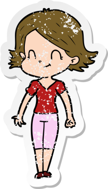 Bir insan tarafından çizilmiş, karikatür dostu bir kızın sıkıntılı çıkartması.