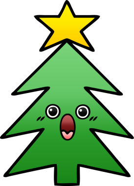 Bir insan tarafından çizilmiş bir noel ağacının gölgeli karikatürü.