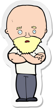 Karikatür çıkartması bir insan tarafından çizilmiş kel bir adamı şok etti.