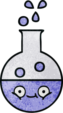 Bir insan tarafından çizilmiş bir test tüpünün retro grunge desen karikatürü