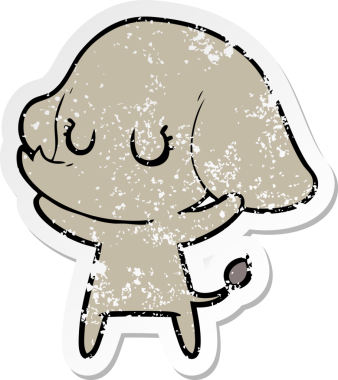 Bir insan tarafından çizilmiş şirin bir filin sıkıntılı çıkartması