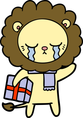 Bir insan tarafından çizilmiş ağlayan çizgi film aslanı.