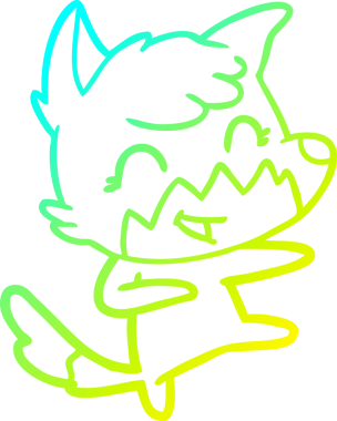 Bir insan tarafından çizilmiş mutlu bir tilkinin soğuk çizgi çizimi.