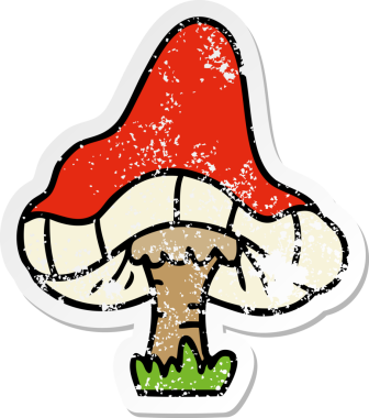 Bir insan tarafından çizilmiş tek bir mantarın el yazısı karikatürü.