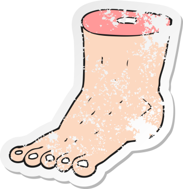 Bir insan tarafından çizilmiş bir karikatür ayağının gerilimli çıkartması.