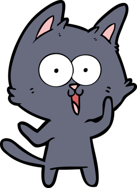 Bir insan tarafından çizilmiş komik çizgi film kedisi.