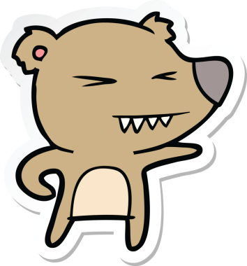 Bir insan tarafından çizilmiş kızgın bir ayı çizgi filminin çıkartması.