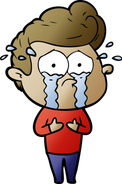 Bir insan tarafından çizilmiş ağlayan bir karikatür.