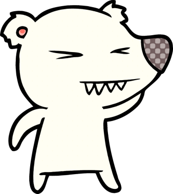 Bir insan tarafından çizilmiş kızgın kutup ayısı çizgi filmi.