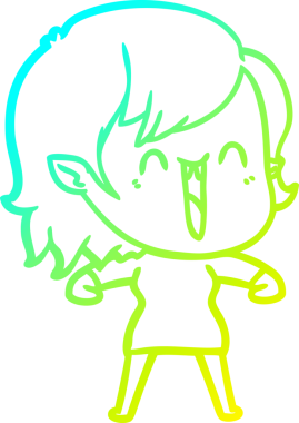 Bir insan tarafından çizilen mutlu vampir kız çizgi filminin soğuk gradyanı.