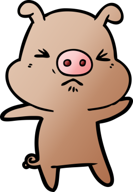 Bir insan tarafından çizilmiş kızgın domuz çizgi filmi.