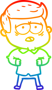 Gökkuşağı gradyan çizgi çizimi bir insan tarafından çizilmiş yorgun bir adam