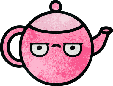 Bir insan tarafından çizilmiş bir çaydanlığın retro grunge desen karikatürü