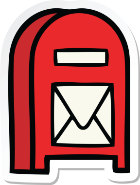 Bir insan tarafından çizilmiş şirin bir posta kutusunun çıkartması.